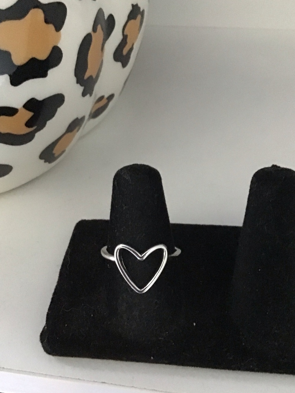 Silver Tone Open Heart Minimalist Ring